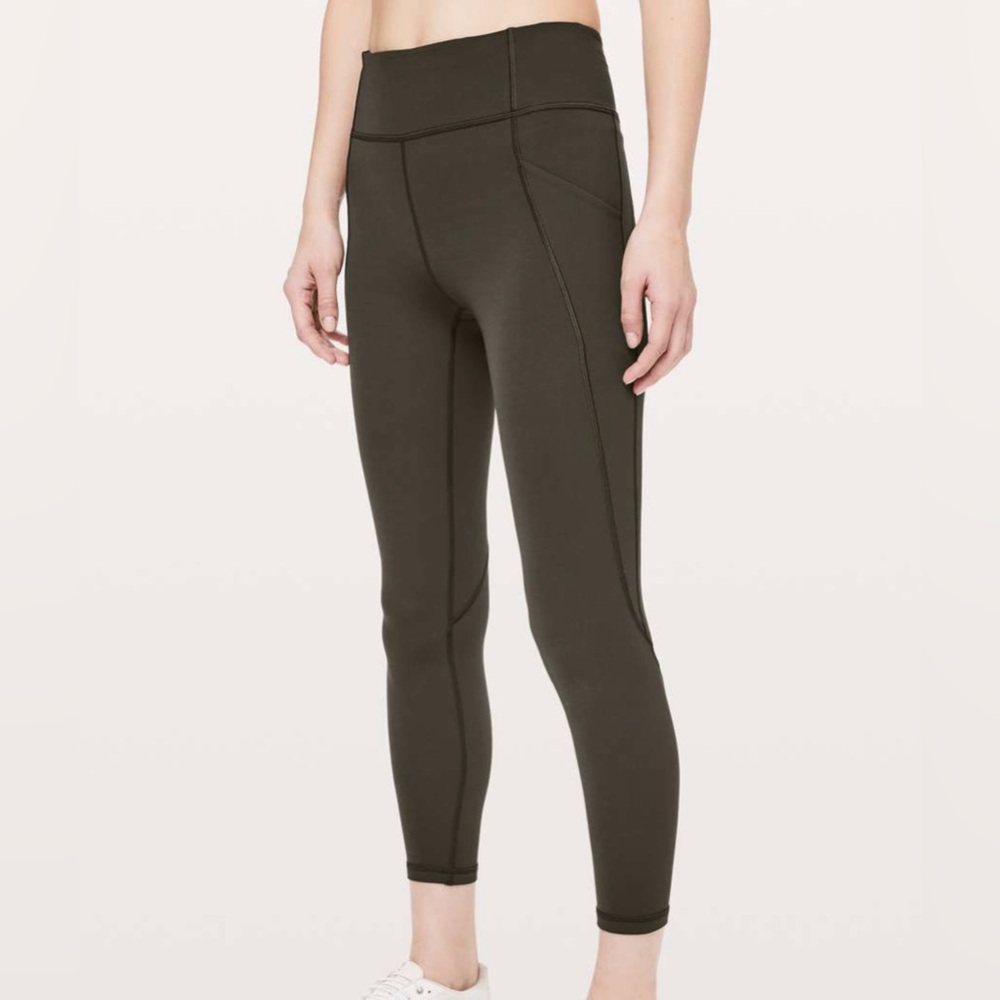 Dark Olive Lululemon Time To Sweat 7/8 Tight 25" size 6